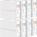 DIMJ Bed Sheet Organizers and Storage 8 Pack - Foldable Sheet Organizer for Linen Closet, Bedding Storage Box for organization, Sheets Set Holder for Blanket, Towel (King & Queen Size), White
