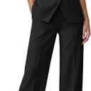 luvamia Vest Pants Suits for Women Dressy 2 Piece Sets Sleeveless Blazer Straight Leg Dress Pants Business Casual Outfit, Black, Large