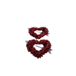 2 Red Valentine Tinsel Hearts with Arrow 16"