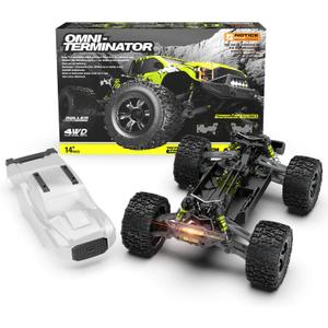 CROBOLL Mini 1:10 Carbon Fiber RC Car Roller for Adults, 4X4 Off-Road RC Truck with Central Differential Transmission Structure, All Terrain RC Monster Truck Supporting the Battery with Different Sizes