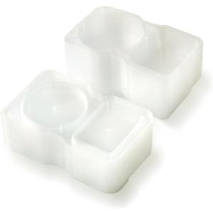 30Pcs 130ml Disposable Sauce & Dip Cups, 2Compartment Plastic Condiment Containers for Ketchup, Salad Dressing, Oil & Vinegar, Chili Sauce