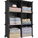 6-Cube Storage Organizer, Closet Organizer Storage Cabinet Shelf Bookcase Bookshelf with Metal Hammer, Storage Cubes Organizer Cabinet for Kids, Closet, Bedroom, Bathroom(11.8x11.8x11.8 inch)Black