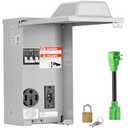 RVGUARD Temporary Power Outlet Panel with Breaker, ETL Listed 20 50 Amp Receptacle, Type 3R Electrical Outlet Panel with 20 Amp 90 Degree Adapter Cord for RV, Camper, Travel Trailer