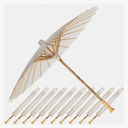 32" Paper Umbrellas for Weddings bamboo Handle Parasol Umbrella Decorative for sun Handmade Oil Paper Parasol Painting Umbrella for Bridal Party Decor White 10PK