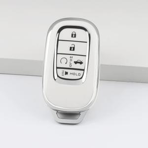1797 Key Fob Cover for Honda Civic 2022 2023 CR-V HR-V Accessories Car Remote Case Shell Protector Women Men 5 Button White Silver TPU