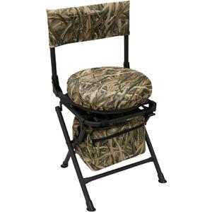 MDSTOP 360 Degree Swivel Hunting Chair for Ground Blinds, Folding Hunting Seat, Fishing Chair, Lightweight, Portable, Padded Cushion for Dove Deer Hunting, Fishing, Camping(No. 3 Reed Camo)