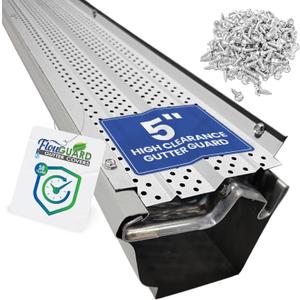 FlowGuard USA Made Professional DIY 5 Inch High Clearance 50-Year Gutter Cover System - White - Aluminum Gutter Guards - 102 Feet - by FlexxPoint
