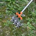 BARAYSTUS Rotary Cultivator Garden Rotary Tiller Adjustable Stainless Steel Poles Hand Tiller for Soil Mixing or Reseeding Grass Lawn Tiller Total Length 57 Inch