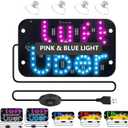 LED Light Sign for Car, Taxi Windshield Light Sign, USB Car LED Display with Suction Cups, Taxi Indicator Lights, USB Plug, Dual-Color Conversion, Improve Night Visibility (TypeA-Pink+Blue)