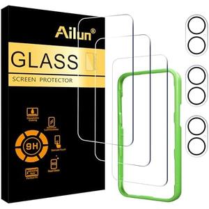 Ailun 3 Pack Screen Protector for iPhone 17 [6.3 inch] + 3 Pack Camera Lens Protector with Installation Frame,Dynamic Island Compatible,Case Friendly Tempered Glass[Not for iPhone 17 Pro/Pro Max/Air]