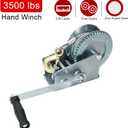 BLACKHORSE-RACING 3500 lbs Hand Winch with 33FT Cable, Hardened Steel 2 Gear Manual Crank Winch for ATV RV Boat Trailer Truck Marine Winch Heavy Duty Hand Crank Winch with Hook
