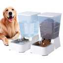 Meikuler Pets Auto Feeder 5.2L,Food Feeder and Water Dispenser Set for Medium & Large Dogs Cats and Pets Animals (White)