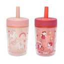 Zak Designs Capri Toddler Tumblers For Travel or At Home, 9oz 2-Pack Double Wall Plastic Sippy Cups With Leak-Proof Design is Perfect For Kids (Fairy Tales, Rainbow Magic)