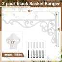 Landhoow 2 Pcs 15.6" Large Cast Iron Hanging Outdoor Wall Hanger White Heavy Duty Basket Hook Braces Vintage Decorative Shelf Garden Planter Flower Hook for Pot Lantern Wind Chime Hummingbird Feeder