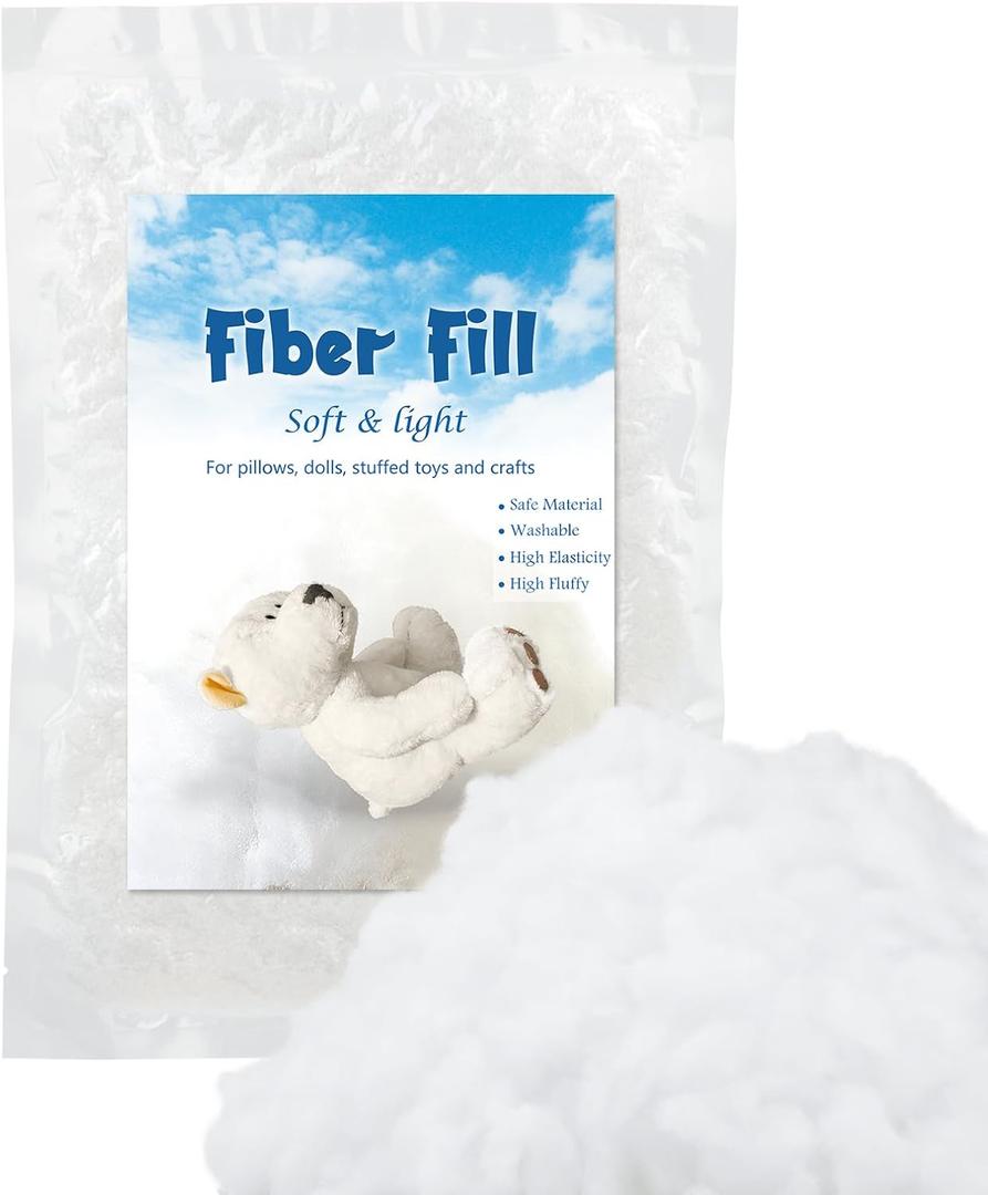 Jmuiiu 1.8oz Polyester Fill, Premium Polyester Fiberfill, Recycled Polyester Fiber, Stuffing for Stuffed Animals, High Resilience Stuffing Fluff Fiberfill for Filling, Animals