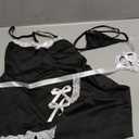 Satohom Women Sexy Maid Costume Contrast Lace French Maid Outfit Babydoll Lingerie Fancy Dress Role Play Apron Cosplay Black S