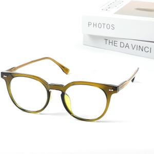 Computer Glasses for Women Men, Anti Eyestrain, Round Blue Light Glasses for TV Gaming Phone Reading, Clear Frame (Translucent Olive Green)