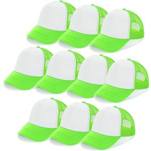 Ultrafun 10 Pack Trucker Hat Mesh Sublimation Blank Hats Adjustable Baseball Caps Hats for Men Women (Green, M)