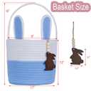 Easter Basket, Empty Easter Baskets for Kids Boys Girls with Bunny Tag Egg Basket Eater Gifts Basket Toddler Teens Babys First Easter Basket with Handle Blue White
