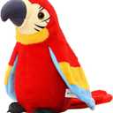 GREUS 9'' Cute Talking Parrot Repeats What You Say Electronic Interactive Plush Toy Stuffed Animal Record Parrot Waving Wings Funny Bird Toys for Children Girls Boys Best Xmas Gift (Red Parrot)