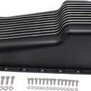 1 Set SHLPDFM Oil Pan Powder Coated Balck Aluminum Finned Oil Pan Kit Bolts Plugs Fits for 1958-1979 SBC Chevy 262, 267, 283, 305, 327, 350, 400 Engines