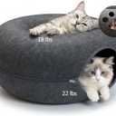 Peekaboo Cat Tunnel with Cute Paw Window, Large Indoor Donut Cat Cave for Play & Nap, Random Zipper Color (White/Charcoal Gray), Scratch-Resistant & Hand-Washable, Dark Gray