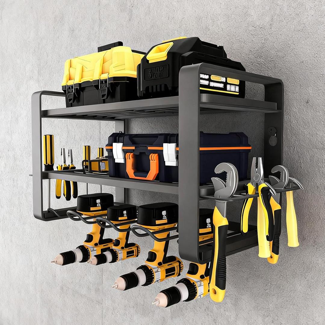 Power Tool Organizer Wall Mount, Heavy Duty 3 Layer Cordless Tool Organizer 4 Drill Organizer Wall Mount Black Shelf Power Tool Organizer Garage Power Tool Organizer Wall Mount, Heavy Duty 3 Layer Cordless Tool Organizer 4 Drill Organizer Wall Mount Black Shelf Power Tool Organizer Garage