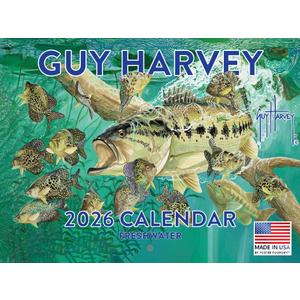 Guy Harvey Calendar 2026 Wall Freshwater Fishing Gifts For Fisherman Fish Monthly Calender 12 Month | American Made In The USA