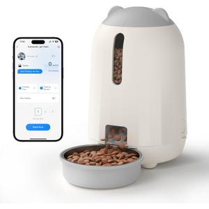 PAPIFEED Automatic Cat Feeder with App, 2.4G WiFi Cat Food Dispenser, 3L Timed Cat Feeders for Dry Food, Slow Feeding Mode, Dual Power Supply Smart Pet Feeder for Cat, Grey