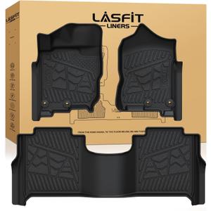 LASFIT Floor Mats for Nissan Titan 2017-2024(Only Fit Crew Cab) & Titan XD 2016-2024,All Weather Custom Fit Floor Liners for Titan 1st & 2nd Row Car Mats (Not Fit Without Rear Seat Cargo Organizer)