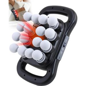 16-Head Massage Gun, Deep Tissue Percussion Massager with 9 Modes & 9 Intensities, 2600mAh Battery Back Massager for Pain Relief Deep Tissue for Muscle Pain Relief in Back, Legs, Shoulders (Dark Black)