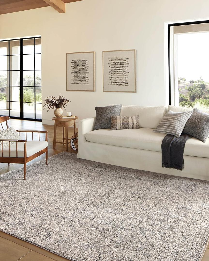 Loloi Amber Lewis Alie Collection ALE-01 Stone/Mist 5'-3'' x 7'-9'', .13'' Pile Height, Area Rug