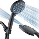 Hotel Spa AquaCare High Pressure 8-mode Handheld Shower Head, Anti-clog Nozzles - Built-in Power Wash to Clean Tub, Tile & Pets, Extra Long 6 ft. Stainless Steel Hose, Wall & Overhead Brackets, Premium Chrome