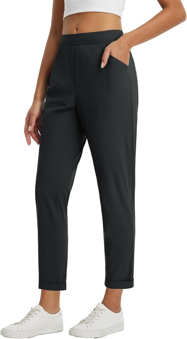 Baleaf Womens Travel Pants with Zipper Pockets Stretchy Work Pants Business Casual Slacks Golf Pants Dressy with Pockets, XL