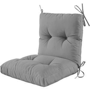 Outdoor Indoor Seat/Back Chair Tufted Cushion, Tufted Outdoor Chair Cushion for Patio Furniture, Soft Seating Replacement Cushion, Grey