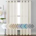 Natural Linen Curtains Semi-Sheer Curtains Nickel Grommet Privacy Added Premium Soft Rich Material Curtain Panels for Living Room(Set of 2, 52 by 84 Inch, Ivory)