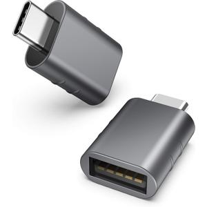 Syntech USB C to USB Adapter Pack of 2 USB C Male to USB 3.0 Female Adapter Compatible with MacBook Pro Air 2024, Microsoft Surface, iPad,Samsung Notebook, Dell XPS and More Type C Devices,Space Grey (1.08 X 0.65 X 0.32 Inch)
