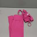 RXRXCOCO Ribbed Workout Sets for Women 2 Piece Backless Strappy Sports Bra Seamless Leggings Matching Set Yoga Outfits Pink Small