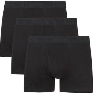 Hanes Men's Originals Supersoft Boxer Briefs & Trunks Underwear (3 Pack) (XX-Large, Trunk - Black - 3 Pack)