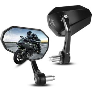 Motorcycle Side Mirrors Handle Mount Bar End Mirror, Universal Handlebar Rear View Bar End Mirrors for Motorcycles E-bike Scooters Snowmobile ATV (Rhombus)