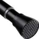 Black Spring Tension Curtain Rod 28-52 Inches, 7/8" Diameter Adjustable Shower Curtain Rod No Drill, Anti-slip Heavy Duty Spring Curtain Rod for Windows Bathroom Kitchen Closet Doorway (Black 1 Pack)