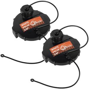 Aussio (2-Pack, Black T1020-1 Waste Valve Cap with Bayonet Hook 3" with Capped 3/4" GHT RV Sewer Cap