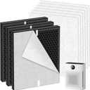 Pulluty 3 Pack PR1 Replacement Filter for Mooka Air Purifier for Home Large Room up to 2200 sq. ft., 3-in-1 H13 True HEPA Activated Carbon, with 6 Pcs Washable Filter for Pets.