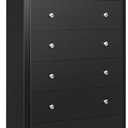 WLIVE Wood Dresser with 5 Drawers, Black Wooden Storage Cabinet, Organizer Drawers for Bedroom, Living Room, Hallway, Measuring 15.75" W * 31.50" D * 45.35" H