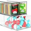 3 Tea and Coffee Organizer and Storage, Acrylic Tea Bag Holder Organizer, Plastic K Cup Drawer Container for Cabinet