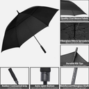 54/62/68/72 Inch Automatic Open Golf Umbrella Extra Large Oversize Double Canopy (Black)