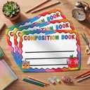 2 x FunooFuno 3 Pcs Composition Book Classroom Decor Bulletin Board Trim 23.62 x 15.75 Inches Bright Rainbow Classroom Decor for Schools Walls Windows Doors School First Day Porch Sign