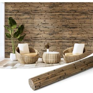 Art3d Natural Bamboo Wall Panel for Interior Wall Decor, Renewable Pole Wrap Wainscoting Paneling for Wall Ceiling Furniture Cabinet Office, 48 x 96 Inch - Dark Burned