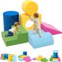 Edbuosy Toddler Climbing Toys Indoor, 7-Piece Colourful Foam Climbing Blocks, Soft Play Climbing for Toddlers, Modular Crawling & Sliding Play Set for Toddlers 1-3 Years Old, Medium, Small