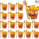 meekoo 16 Sets 16 Sets Mini Honey Bee Pots with Wooden Dippers Charms Honey Jars for Cupcake Planter Chocolate Chips bee Themed Baby Shower Favors Wedding Gifts for Guests